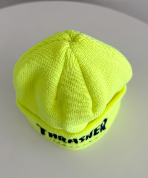 THRASHER（スラッシャー）の「THRASHER MAGAZINE ロゴ刺繍 キッズ ニットキャップビーニー（折り返し）（ニットキャップ/ビーニー・キッズ・ライム/オレンジ/イエロー/ブラック・FREE）」の9枚目の写真