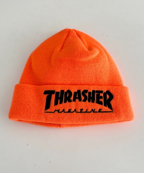 THRASHER（スラッシャー）の「THRASHER MAGAZINE ロゴ刺繍 キッズ ニットキャップビーニー（折り返し）（ニットキャップ/ビーニー・キッズ・ライム/オレンジ/イエロー/ブラック・FREE）」の15枚目の写真