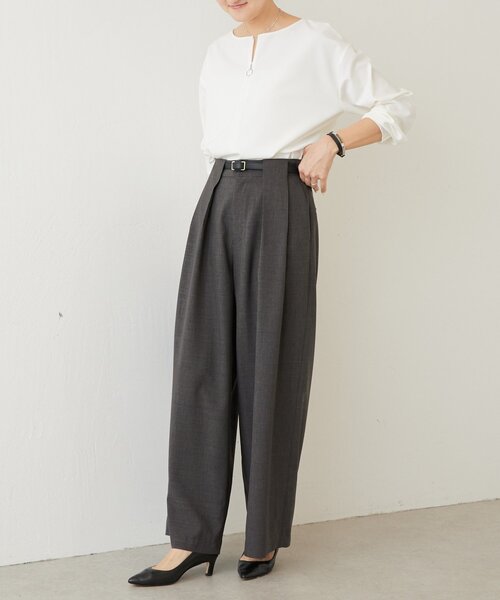 LIVETART（リヴェタート）の「エステルシャンブレータックパンツ《LIVETART》（その他パンツ・レディース・ベージュ/グレー・FREE）」の8枚目の写真