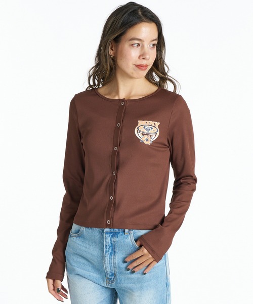 ROXY(ロキシー)の「ROXY/ロキシー レディース 長袖 カーディガン RLY261629T UT(Tシャツ/カットソー・レディース・ブラック/ホワイト/ブラウン・L/M)」の1枚目の写真