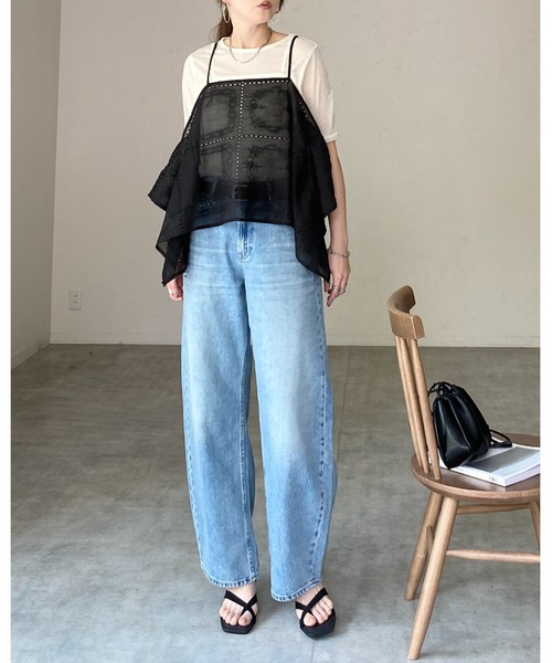 She's Closet（シーズクローゼット）の「花柄 刺繍レース エンブロイダリー パッチワーク風 アシンメトリー ヘム キャミソール ビスチェ（キャミソール・レディース・オフホワイト/ブラック・FREE）」の12枚目の写真