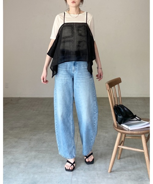 She's Closet（シーズクローゼット）の「花柄 刺繍レース エンブロイダリー パッチワーク風 アシンメトリー ヘム キャミソール ビスチェ（キャミソール・レディース・オフホワイト/ブラック・FREE）」の13枚目の写真