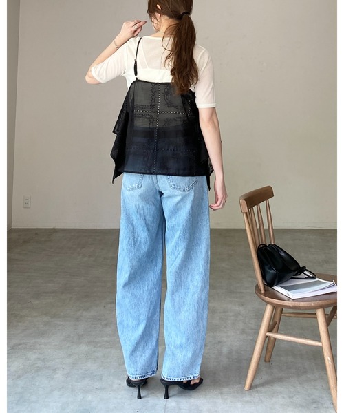 She's Closet（シーズクローゼット）の「花柄 刺繍レース エンブロイダリー パッチワーク風 アシンメトリー ヘム キャミソール ビスチェ（キャミソール・レディース・オフホワイト/ブラック・FREE）」の14枚目の写真