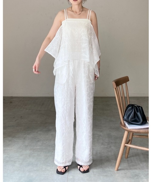 She's Closet（シーズクローゼット）の「花柄 刺繍レース エンブロイダリー パッチワーク風 アシンメトリー ヘム キャミソール ビスチェ（キャミソール・レディース・オフホワイト/ブラック・FREE）」の15枚目の写真