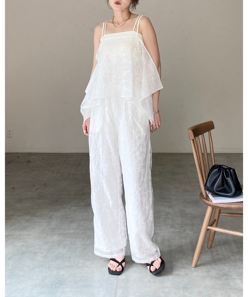 She's Closet（シーズクローゼット）の「花柄 刺繍レース エンブロイダリー パッチワーク風 アシンメトリー ヘム キャミソール ビスチェ（キャミソール・レディース・オフホワイト/ブラック・FREE）」の16枚目の写真