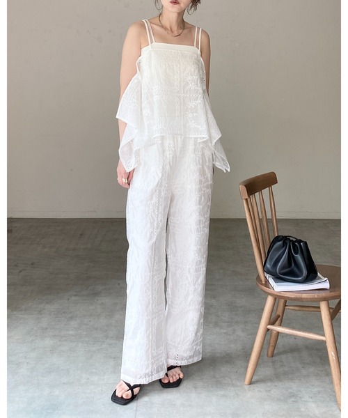 She's Closet（シーズクローゼット）の「花柄 刺繍レース エンブロイダリー パッチワーク風 アシンメトリー ヘム キャミソール ビスチェ（キャミソール・レディース・オフホワイト/ブラック・FREE）」の17枚目の写真