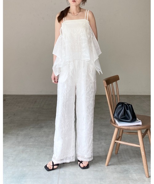 She's Closet（シーズクローゼット）の「花柄 刺繍レース エンブロイダリー パッチワーク風 アシンメトリー ヘム キャミソール ビスチェ（キャミソール・レディース・オフホワイト/ブラック・FREE）」の19枚目の写真