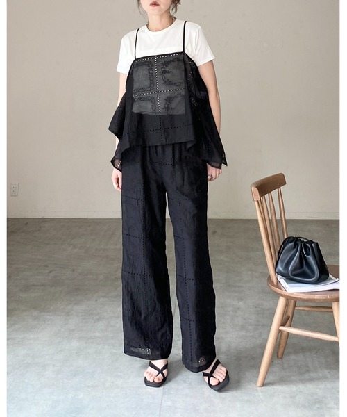 She's Closet（シーズクローゼット）の「花柄 刺繍レース エンブロイダリー パッチワーク風 アシンメトリー ヘム キャミソール ビスチェ（キャミソール・レディース・オフホワイト/ブラック・FREE）」の20枚目の写真