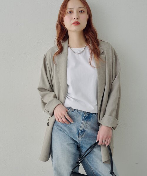 DISCOAT（ディスコート）の「【Noka/接触冷感】シルケットビッグフレンチTシャツ《WEB限定》（Tシャツ/カットソー・レディース・オフホワイト/ダークブラウン/ブラック・FREE）」の13枚目の写真