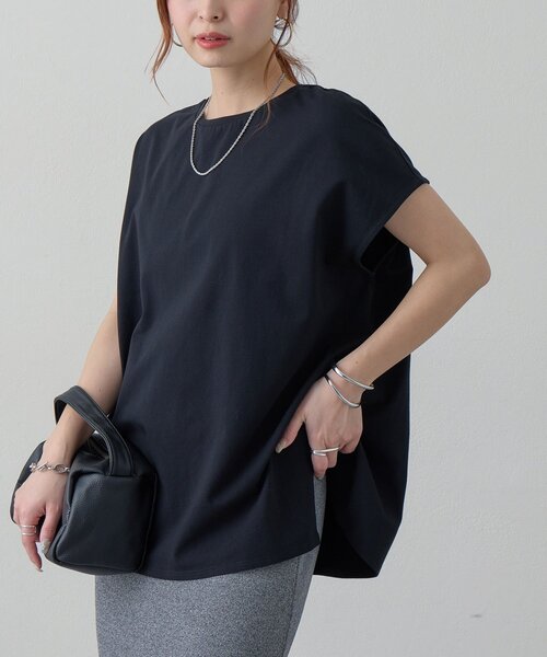 DISCOAT（ディスコート）の「【Noka/接触冷感】シルケットビッグフレンチTシャツ《WEB限定》（Tシャツ/カットソー・レディース・オフホワイト/ダークブラウン/ブラック・FREE）」の16枚目の写真