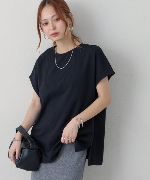 DISCOAT（ディスコート）の「【Noka/接触冷感】シルケットビッグフレンチTシャツ《WEB限定》（Tシャツ/カットソー・レディース・オフホワイト/ダークブラウン/ブラック・FREE）」の17枚目の写真