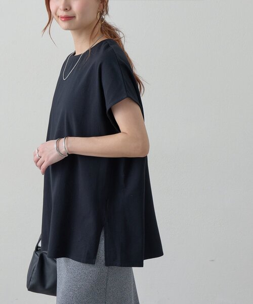 DISCOAT（ディスコート）の「【Noka/接触冷感】シルケットビッグフレンチTシャツ《WEB限定》（Tシャツ/カットソー・レディース・オフホワイト/ダークブラウン/ブラック・FREE）」の18枚目の写真