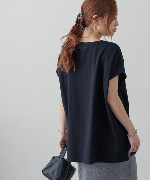 DISCOAT（ディスコート）の「【Noka/接触冷感】シルケットビッグフレンチTシャツ《WEB限定》（Tシャツ/カットソー・レディース・オフホワイト/ダークブラウン/ブラック・FREE）」の19枚目の写真