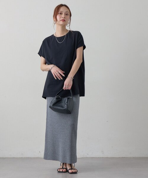 DISCOAT（ディスコート）の「【Noka/接触冷感】シルケットビッグフレンチTシャツ《WEB限定》（Tシャツ/カットソー・レディース・オフホワイト/ダークブラウン/ブラック・FREE）」の21枚目の写真