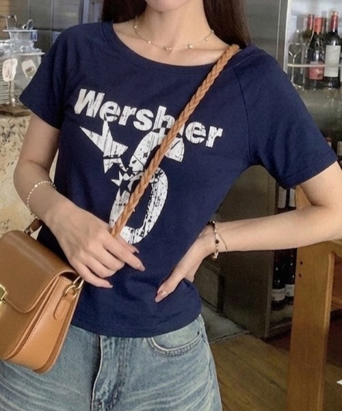 NANEA(ナネア)の「ロゴプリントTシャツ 2ウェイ(Tシャツ/カットソー・レディース・ホワイト/ネイビー・MEDIUM)」の8枚目の写真
