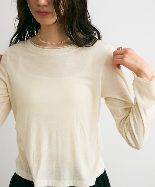 Lutim by u(ルチバイユー)の「チュールレイヤードバックオープンドットトップス(Tシャツ/カットソー・レディース・ホワイト/ナチュラル/ブラック・FREE)」の19枚目の写真