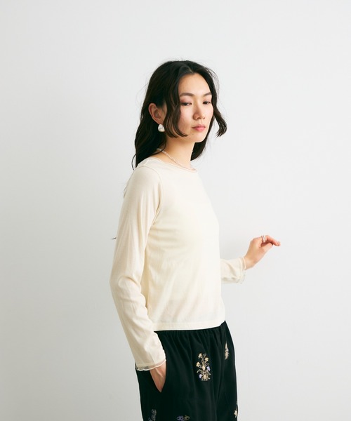 Lutim by u(ルチバイユー)の「チュールレイヤードバックオープンドットトップス(Tシャツ/カットソー・レディース・ホワイト/ナチュラル/ブラック・FREE)」の17枚目の写真