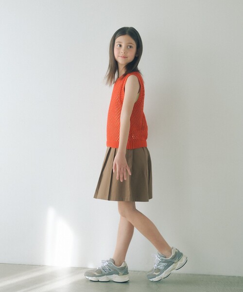 green label relaxing(グリーンレーベルリラクシング)の「サマーニットベスト + キャミ セット / キッズ 140cm-160cm(ベスト・キッズ・ライトブルー/オレンジ・160cm/140cm/150cm)」の3枚目の写真