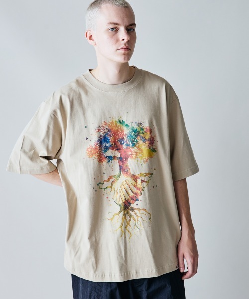 rehacer（レアセル）の「rehacer : Hands Free Relax Fit T-Shirt / ハンズフリー リラックスフィット Tシャツ（Tシャツ/カットソー・メンズ・ベージュ/ホワイト/ピンク・SMALL/MEDIUM/LARGE/X-LARGE）」の3枚目の写真