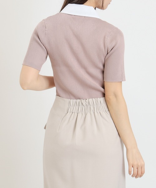 ASTORIA ODIER（アストリアオディール）の「デタッチャブルボウタイニット（ニット/セーター・レディース・ネイビー/ホワイト系その他/ピンクベージュ・MEDIUM）」の11枚目の写真