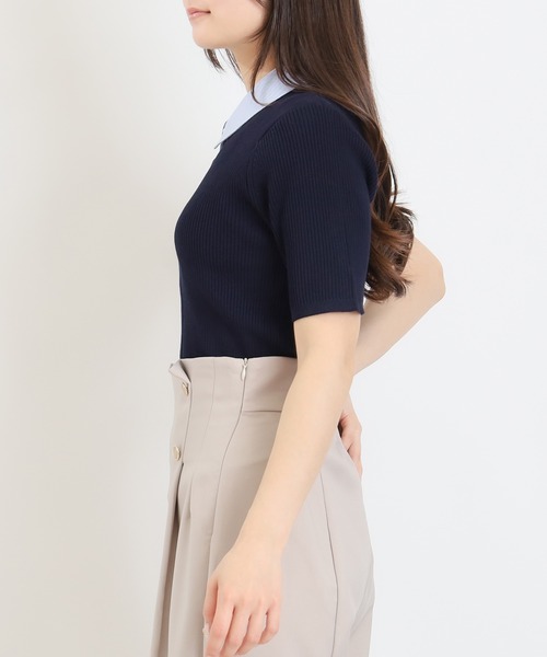ASTORIA ODIER（アストリアオディール）の「デタッチャブルボウタイニット（ニット/セーター・レディース・ネイビー/ホワイト系その他/ピンクベージュ・MEDIUM）」の4枚目の写真