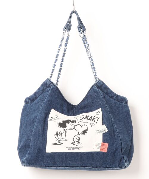 SNOOPY×OLD BETTY'S(スヌーピーカケルオールドベティーズ)の「スヌーピー【SNOOPY】デニム チェーン ショルダーバッグ(ショルダーバッグ・レディース・ブルー/インディゴブルー・FREE)」の1枚目の写真