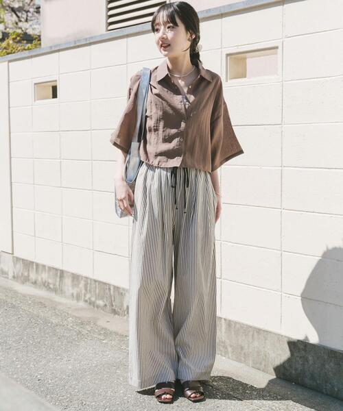 ITEMS URBANRESEARCH(アイテムズ アーバンリサーチ)の「サッカーストライプパンツ(その他パンツ・レディース・ブラック/ライトブルー・FREE)」の6枚目の写真