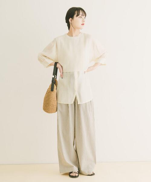 ITEMS URBANRESEARCH(アイテムズ アーバンリサーチ)の「サッカーストライプパンツ(その他パンツ・レディース・ブラック/ライトブルー・FREE)」の9枚目の写真