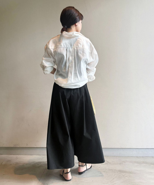 VERMEIL par iena（ヴェルメイユパーイエナ）の「《手洗い可》LIMONTA ギャザーワイドクロップドパンツ（その他パンツ・レディース・ブラック/ホワイト/イエロー・FREE）」の5枚目の写真