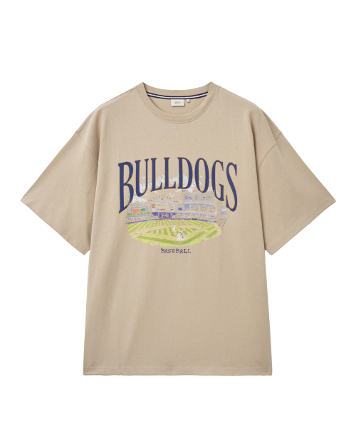 YALE(イェール)の「ブルドッグスベースボールグラフィックTシャツ_ベージュ(Tシャツ/カットソー・レディース・その他・SMALL/MEDIUM/LARGE/X-LARGE)」の1枚目の写真