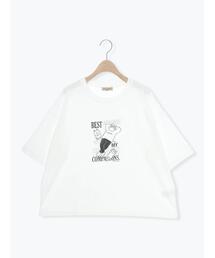Samansa Mos2 | ヴィンテージ風天竺おじさんプリント刺繍Tシャツ(Tシャツ/カットソー)