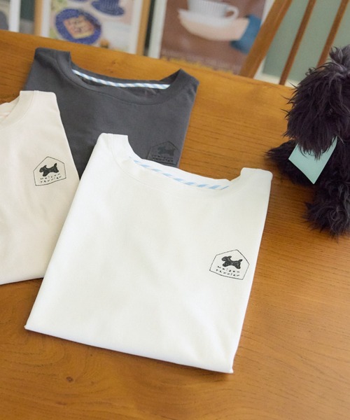 meeny miny(ミーニーマイニー)の「【メゾンテリア】Maison TerrierロゴTシャツ(Tシャツ/カットソー・レディース・ホワイト/グレイッシュベージュ/チャコールグレー・S-M/M-L)」の2枚目の写真