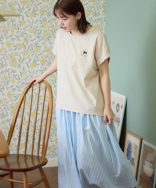 meeny miny(ミーニーマイニー)の「【メゾンテリア】Maison TerrierロゴTシャツ(Tシャツ/カットソー・レディース・ホワイト/グレイッシュベージュ/チャコールグレー・S-M/M-L)」の14枚目の写真