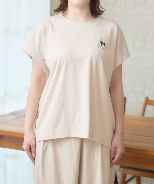meeny miny(ミーニーマイニー)の「【メゾンテリア】Maison TerrierロゴTシャツ(Tシャツ/カットソー・レディース・ホワイト/グレイッシュベージュ/チャコールグレー・S-M/M-L)」の18枚目の写真