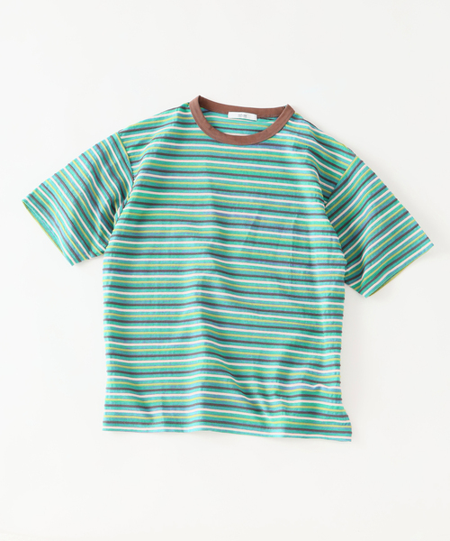 JOURNAL STANDARD relume(ジャーナルスタンダード レリューム)の「テクスチャー マルチボーダー Tシャツ(Tシャツ/カットソー・メンズ・ブルー/ライトグレー/ブラックミックス・MEDIUM/LARGE)」の3枚目の写真