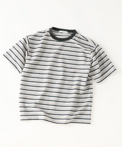 JOURNAL STANDARD relume(ジャーナルスタンダード レリューム)の「テクスチャー マルチボーダー Tシャツ(Tシャツ/カットソー・メンズ・ブルー/ライトグレー/ブラックミックス・MEDIUM/LARGE)」の8枚目の写真
