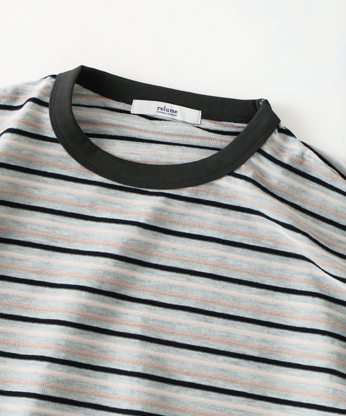 JOURNAL STANDARD relume(ジャーナルスタンダード レリューム)の「テクスチャー マルチボーダー Tシャツ(Tシャツ/カットソー・メンズ・ブルー/ライトグレー/ブラックミックス・MEDIUM/LARGE)」の9枚目の写真