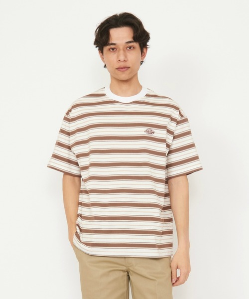 Dickies(ディッキーズ)の「Dickies/ディッキーズ ボーダーTシャツ 半袖(Tシャツ/カットソー・メンズ・ネイビー/ブラック/ライトブルー/ベージュ・MEDIUM/LARGE/X-LARGE)」の3枚目の写真
