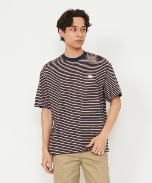 Dickies(ディッキーズ)の「Dickies/ディッキーズ ボーダーTシャツ 半袖(Tシャツ/カットソー・メンズ・ネイビー/ブラック/ライトブルー/ベージュ・MEDIUM/LARGE/X-LARGE)」の1枚目の写真