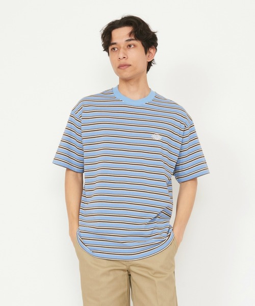 Dickies(ディッキーズ)の「Dickies/ディッキーズ ボーダーTシャツ 半袖(Tシャツ/カットソー・メンズ・ネイビー/ブラック/ライトブルー/ベージュ・MEDIUM/LARGE/X-LARGE)」の4枚目の写真