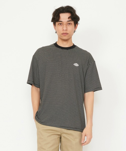 Dickies(ディッキーズ)の「Dickies/ディッキーズ ボーダーTシャツ 半袖(Tシャツ/カットソー・メンズ・ネイビー/ブラック/ライトブルー/ベージュ・MEDIUM/LARGE/X-LARGE)」の2枚目の写真