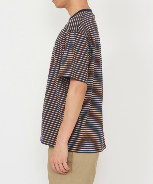 Dickies(ディッキーズ)の「Dickies/ディッキーズ ボーダーTシャツ 半袖(Tシャツ/カットソー・メンズ・ネイビー/ブラック/ライトブルー/ベージュ・MEDIUM/LARGE/X-LARGE)」の6枚目の写真
