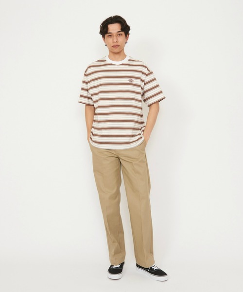 Dickies(ディッキーズ)の「Dickies/ディッキーズ ボーダーTシャツ 半袖(Tシャツ/カットソー・メンズ・ネイビー/ブラック/ライトブルー/ベージュ・MEDIUM/LARGE/X-LARGE)」の8枚目の写真
