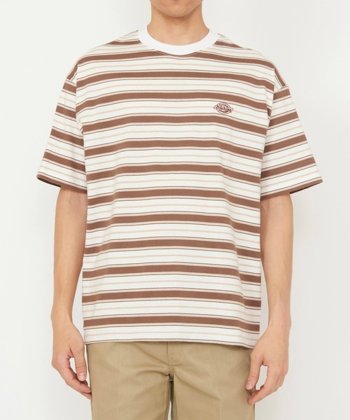 Dickies(ディッキーズ)の「Dickies/ディッキーズ ボーダーTシャツ 半袖(Tシャツ/カットソー・メンズ・ネイビー/ブラック/ライトブルー/ベージュ・MEDIUM/LARGE/X-LARGE)」の9枚目の写真