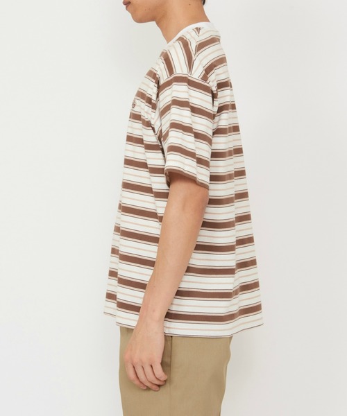 Dickies(ディッキーズ)の「Dickies/ディッキーズ ボーダーTシャツ 半袖(Tシャツ/カットソー・メンズ・ネイビー/ブラック/ライトブルー/ベージュ・MEDIUM/LARGE/X-LARGE)」の10枚目の写真