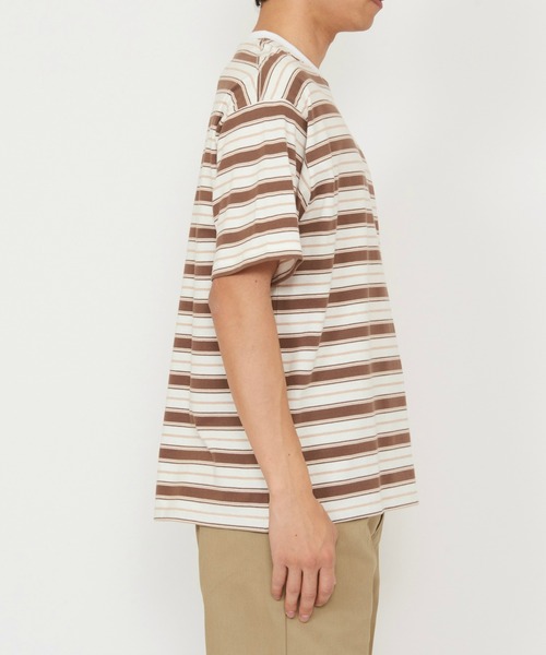 Dickies(ディッキーズ)の「Dickies/ディッキーズ ボーダーTシャツ 半袖(Tシャツ/カットソー・メンズ・ネイビー/ブラック/ライトブルー/ベージュ・MEDIUM/LARGE/X-LARGE)」の12枚目の写真