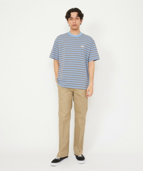 Dickies(ディッキーズ)の「Dickies/ディッキーズ ボーダーTシャツ 半袖(Tシャツ/カットソー・メンズ・ネイビー/ブラック/ライトブルー/ベージュ・MEDIUM/LARGE/X-LARGE)」の14枚目の写真