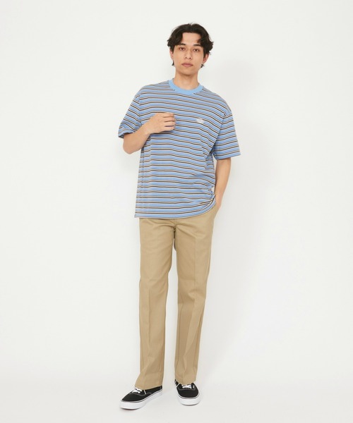 Dickies(ディッキーズ)の「Dickies/ディッキーズ ボーダーTシャツ 半袖(Tシャツ/カットソー・メンズ・ネイビー/ブラック/ライトブルー/ベージュ・MEDIUM/LARGE/X-LARGE)」の15枚目の写真