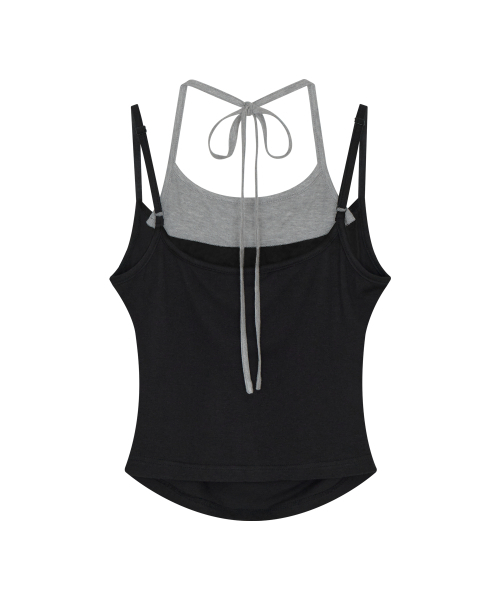 DRUNKTXT（ドランクテキスト）の「[Woman] Halterneck Layered Tank Top Gray & Black（Tシャツ/カットソー・レディース・その他・FREE）」の3枚目の写真