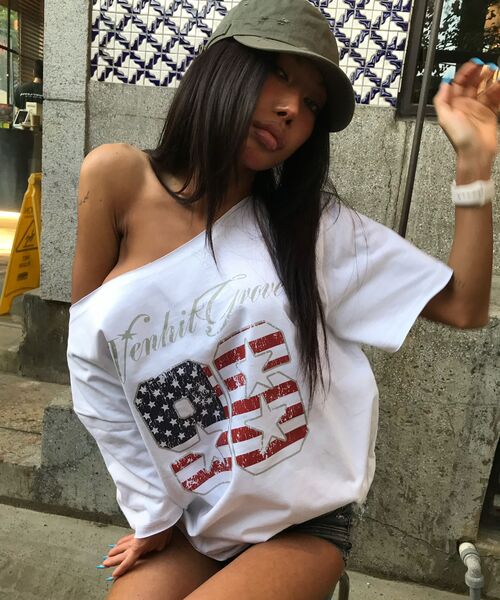 VENHIT(ベンヒット)の「venhitgrove ワンオフ 半袖Tシャツ(Tシャツ/カットソー・レディース・ホワイト/ライトグレー/ブラック・FREE)」の6枚目の写真
